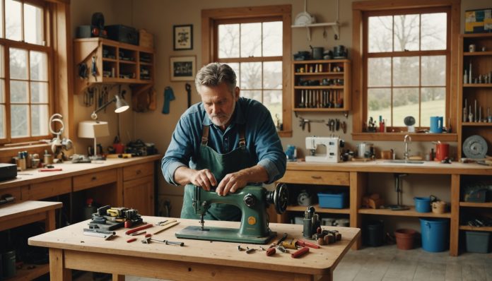 Réparateur au travail dans un atelier de quartier