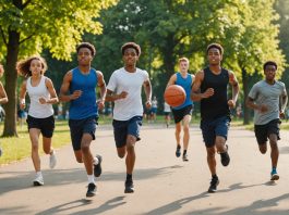 Pass’Sport : l’aide passe à 50 euros, ce qui change pour les familles Groupe de jeunes faisant du sport en extérieur pendant la rentrée