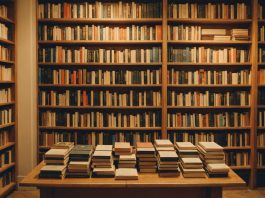 Rayonnages d'une librairie française avec piles de romans, ambiance chaleureuse de rentrée littéraire