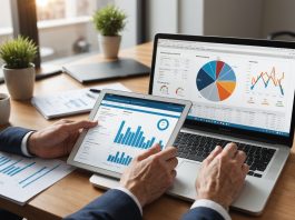 Professionnel consultant un budget de formation professionnelle sur ordinateur portable