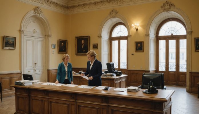 Agent polyvalent accompagnant un usager dans ses démarches administratives dans une maison France services