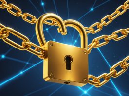 Crypto-actifs : la France fixe enfin les règles de propriété et de mise en garantie Illustration d'un cadenas doré et d'une chaîne numérique symbolisant la propriété juridique des crypto-actifs
