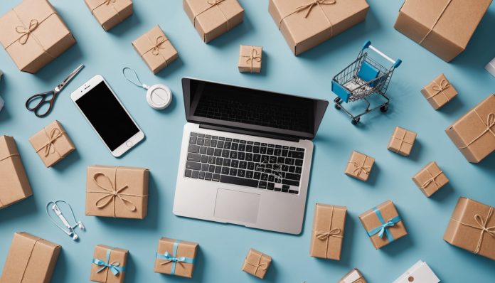 Illustration symbolisant la croissance des boutiques en ligne et du e-commerce en France