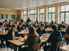 Étudiants dans un restaurant universitaire lors de la rentrée étudiante