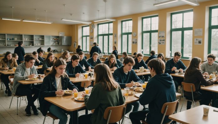 Étudiants dans un restaurant universitaire lors de la rentrée étudiante