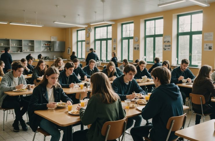 Étudiants dans un restaurant universitaire lors de la rentrée étudiante