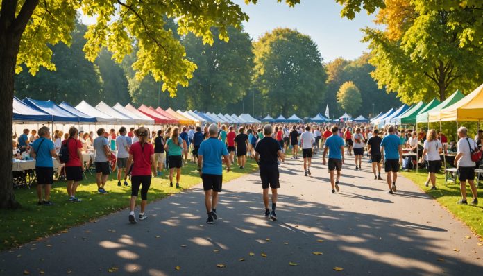 Stand associatif et activités sportives lors d'un forum des associations à la rentrée