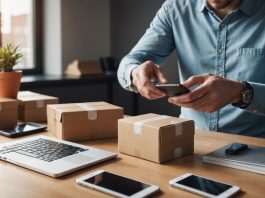 Illustration d'un achat en ligne avec paiement fractionné sur smartphone
