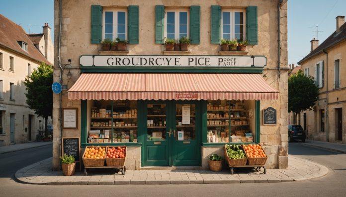 Façade d'une épicerie de village rénovée grâce au fonds de soutien au commerce rural