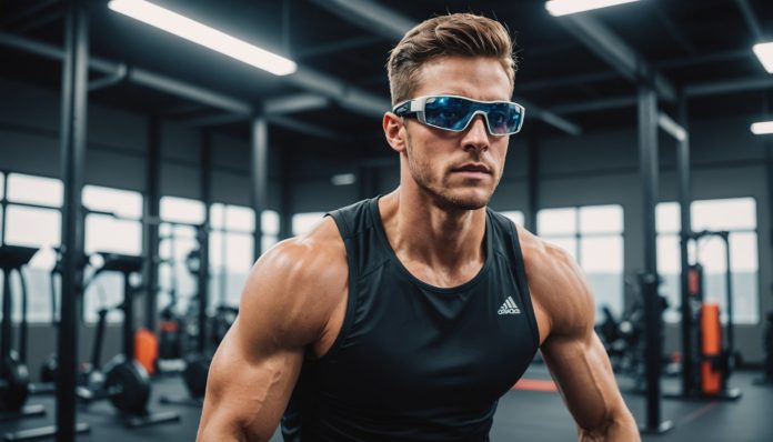 Athlète testant des équipements sportifs connectés dans un laboratoire d'innovation sporttech