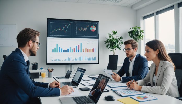 Budgets publicitaires en France : une équipe marketing analyse ses investissements média