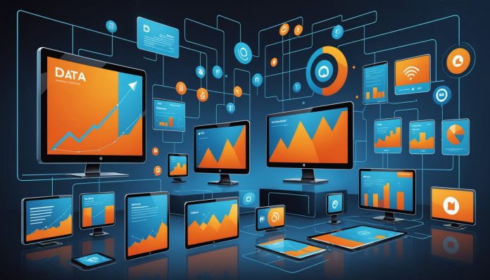 Illustration générée par IA représentant la publicité numérique et les écrans connectés