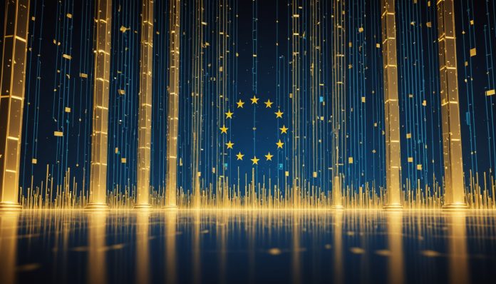 Illustration représentant la justice européenne et les preuves numériques transfrontalières